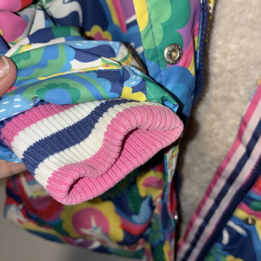 Mini Boden Girls Size 6/7 Unicorn Rain Jacket Fleece Lined Hooded Coat Warm - Picture 9 of 9